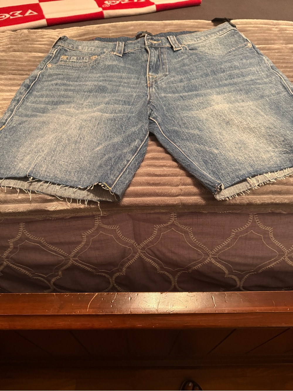 True Religion Light Blue Denim Cutoff Shorts